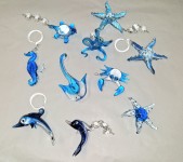 Glass figurines of sea creatures