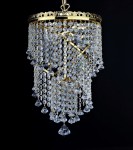 Detail of a spiral crystal lamp with diamond-shaped crystals