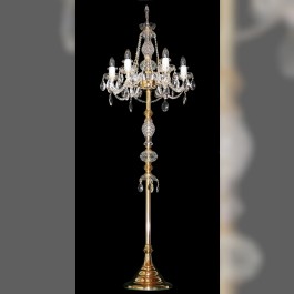 Glossy gold crystal floor lamp with 6 candle bulbs
