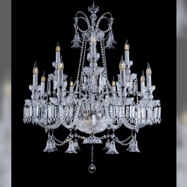 12-arm castle crystal chandelier with silver metal