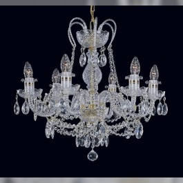6-arm Crystal chandelier with gold strips