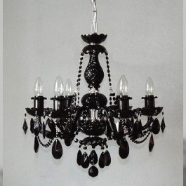 6 Arms Silver crystal chandelier with Black almonds