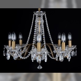 8 Arms plain crystal chandelier with cut crystal almonds ANTIK