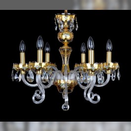 luxury gold crystal chandelier with 3D painting on GOLD base