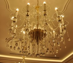 Crystal chandelier in the older interior