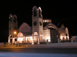 Village church in Nicosia District, Tseri,  Cyprus - at night