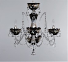 Black chandelier with silver painting on glass and silver metal parst