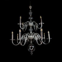 Medium-sized Dutch glass chandelier with silver metal