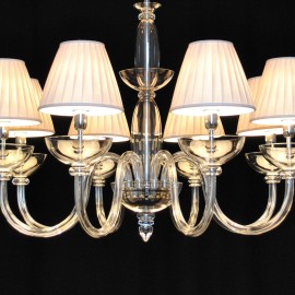 The 8 arms design smooth glass chandelier with white lampshades