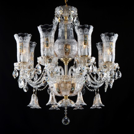 8-arm Chateau pendants crystal chandeliers with gilded lanterns