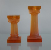 Candlesticks made of orange glass (Antique motifs)