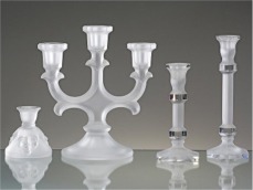 Candlesticks made of sandblasted glass (clear crystal glass)