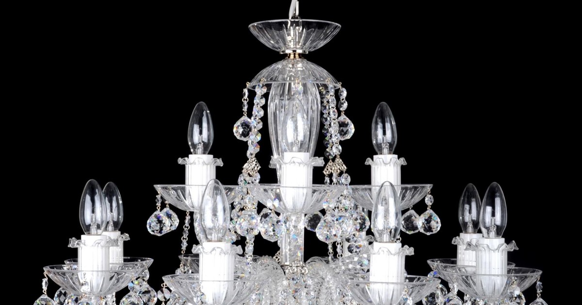 12 Arms Crystal Chandelier With Cut Bohemian Glass Cut Crystal, Mini Crystal Candle Chandelier