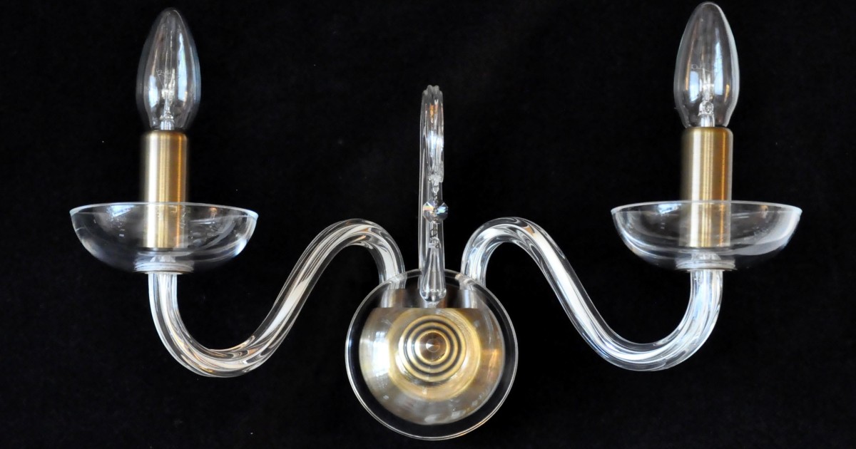 2 Arms design wall light made of hand blown glass Bohemian glass