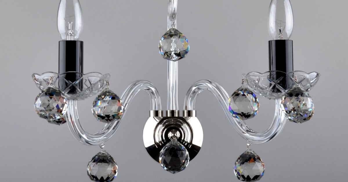 Modern Black Wall Light Decorated With, 2 Crystal Ball For Chandelier
