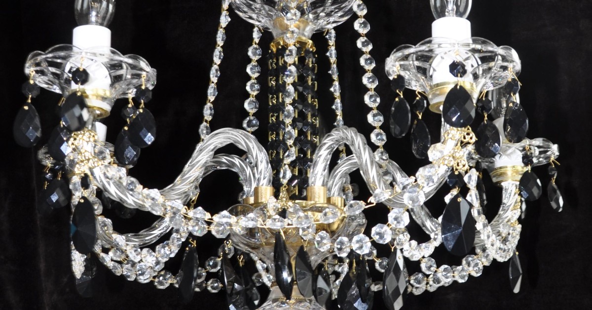 5 Arms Czech Crystal Chandelier With, Crystal Bobeches For Chandeliers In India