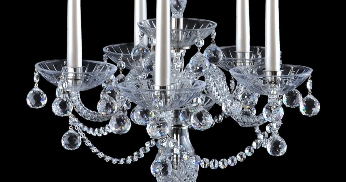 5 Arm Silver Candlestick With Cut Crystal Bohemian Glass Cut Crystal, Cristal Strass Crystal Chandeliers