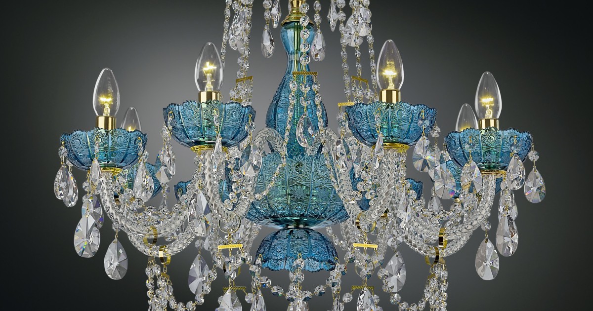 Blue and orange design crystal chandeliers & Colored hand