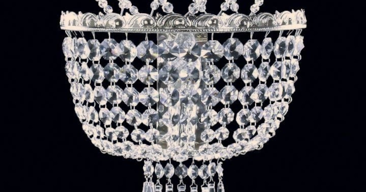 Strass silver wall light with cut pearls on the bedroom wall Bohemian