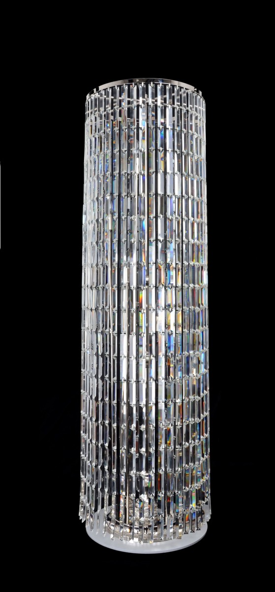Luxury Silver Floor Lamp Crystal Tower, Bohemian Crystal Silver Floor Lamp