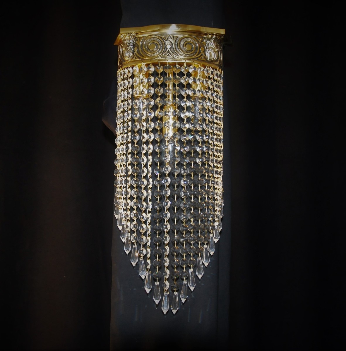 Lead Glass Wall Chandelier Wall Lamp Crystal Available in Gold or Silver 