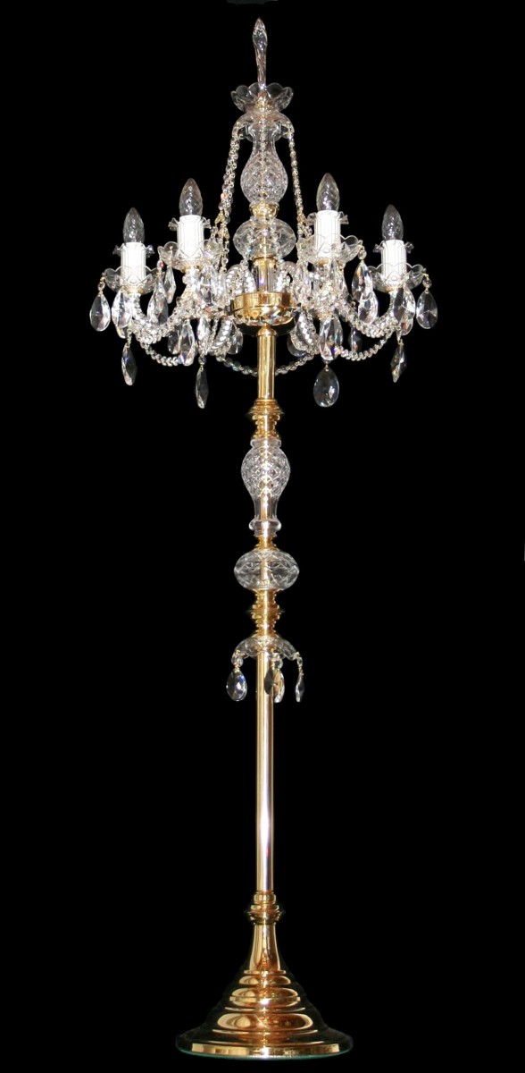 6 Arms Gold Crystal Floor Lamp With, Gold Crystal Floor Lamp