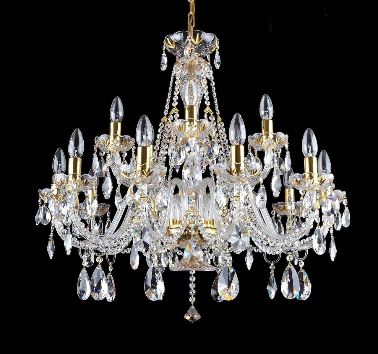 Brass chandeliers Czech Crystal D-60sm H-47sm 