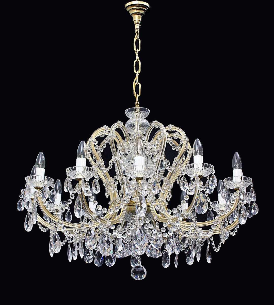 Marie Therese 12 Arm Brass And Clear Crystal Chandelier 699-12