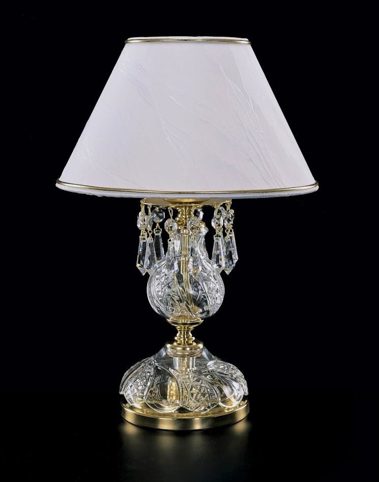 Hand Cut Crystal Table Lamp With White, Bohemian Glass Table Lamps