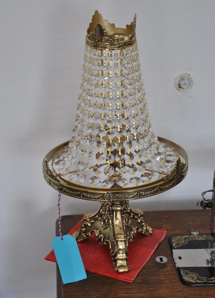 1 Bulb Cast brass Strass crystal table lamp