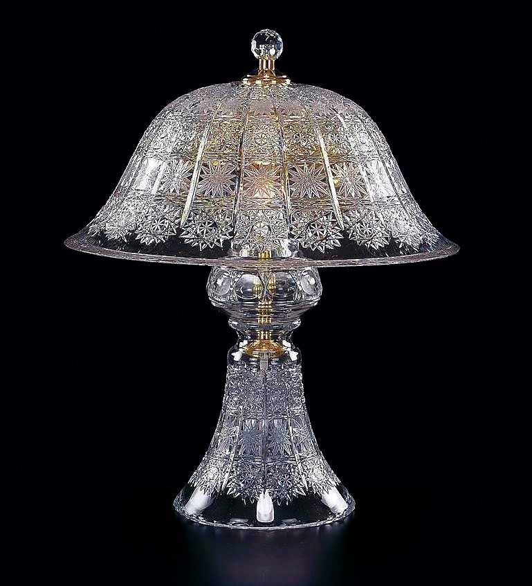 Bulb Crystal Table Lamp With Glass Hat, Austrian Crystal Table Lamps