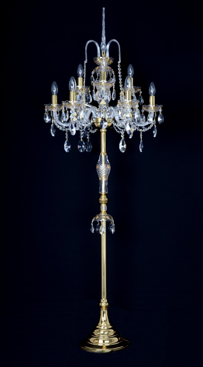 9 Arms Crystal Floor Lamp With The Gold, Bohemian Crystal Floor Lamp