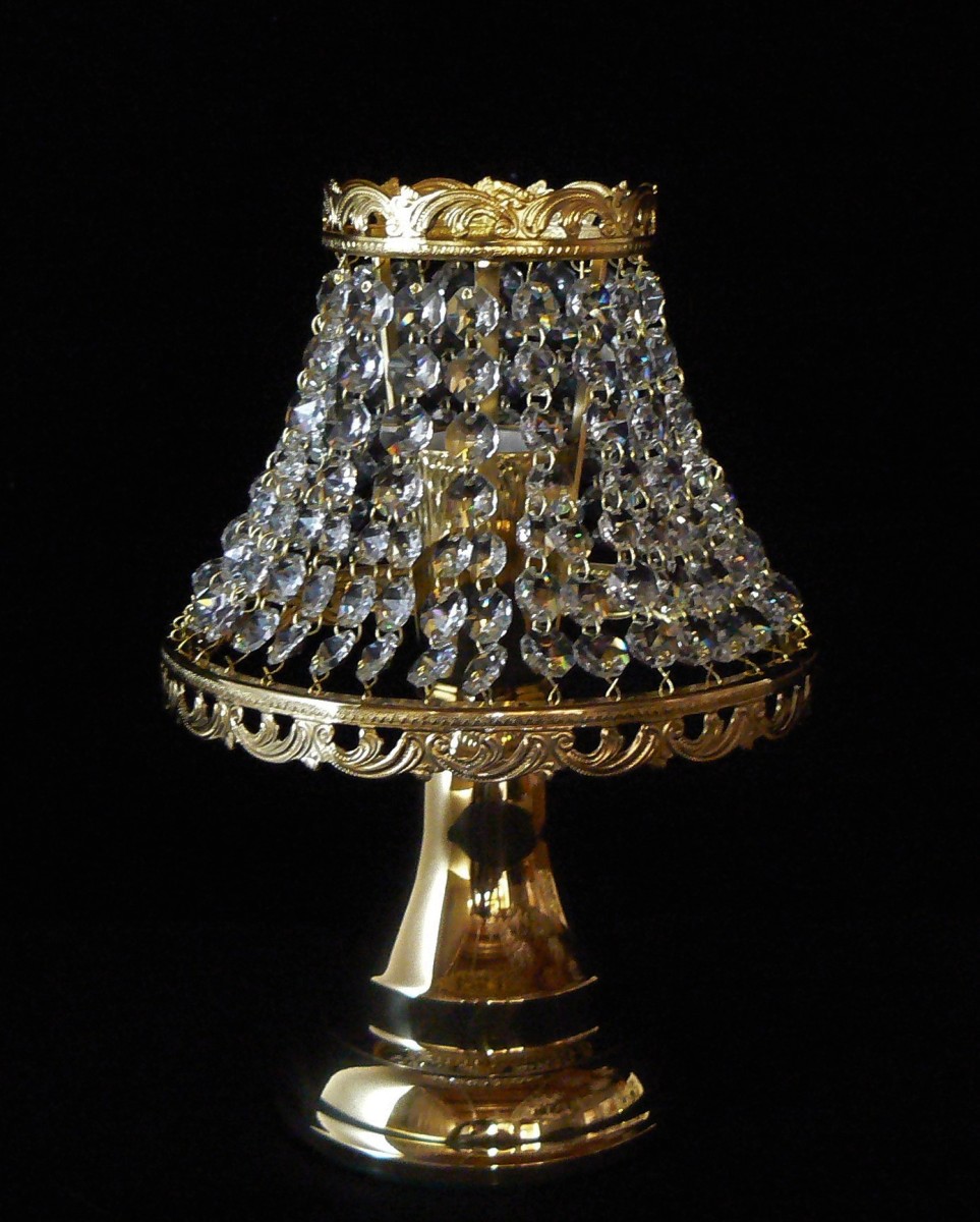 1-bulb gold brass strass crystal table lamp