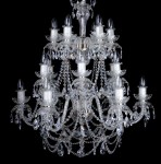 Detail of a silver two-tiered chandelier