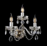 Large 3-arm wall light made of cut crystal decorated with 24K gold and high enamel flowers (side view)