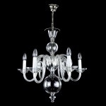 Silver glass designer chandelier turned off