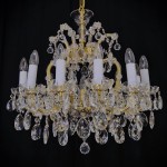 Smaller golden Theresian chandelier with 12 metal arms