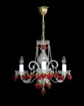 Chandelier decorated with garnet red glass grapes