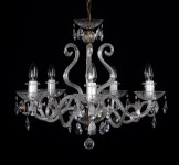 5 Arms Crystal chandelier with glass horns & cut crystal almonds ANTIK