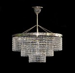 Drum chandelier in the shape of 3 cascades of small crystal stones
