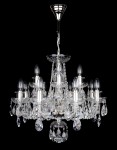 Silver crystal chandelier hanging from the living room ceiling