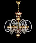6-bulb Modern crystal chandelier made of ruby glass