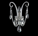 1 Arm silver crystal wall light with cut almonds