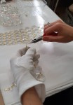 Hand work - Joining strass stones via tiny brass butterflies