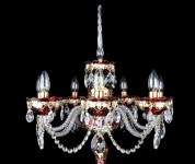 View of crystal icicle and 7 glass arms of decorative table lamp
