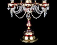 Decorating the lamp base made of glass and molded brass - ruby ​​glass and hand painting
