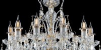 Detail of golden stripes of crystal chandelier