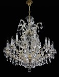 Hanging large golden Theresian chandelier with a ceiling rose