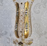 Detail of high enamel flowers on gold