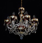 A medium-sized ruby-red crystal chandelier